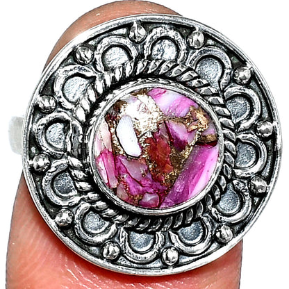 Kingman Pink Dahlia Turquoise Ring size-7.5 R-1256 SDR243099