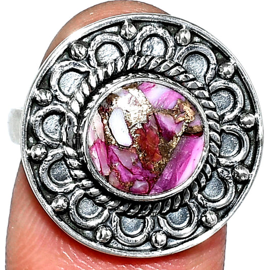 Kingman Pink Dahlia Turquoise Ring size-7.5 R-1256 SDR243099