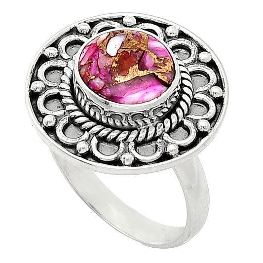 Kingman Pink Dahlia Turquoise Ring size-7.5 R-1256 SDR243099