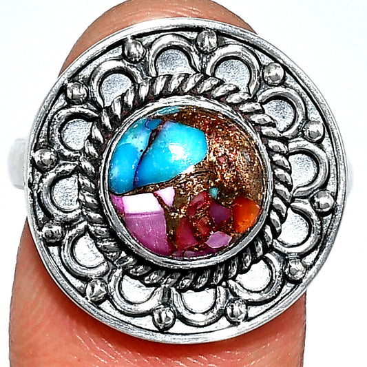 Kingman Pink Dahlia Turquoise Ring size-8 R-1256 SDR243100