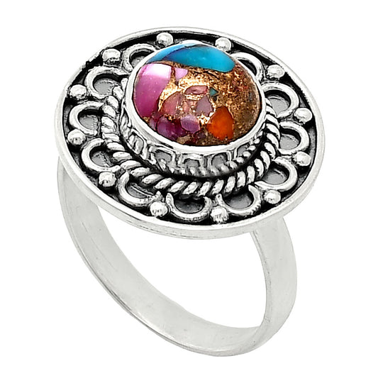 Kingman Pink Dahlia Turquoise Ring size-8 R-1256 SDR243100