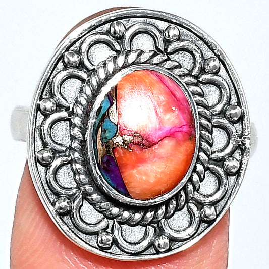 Kingman Orange Dahlia Turquoise Ring size-8 R-1256 SDR243101