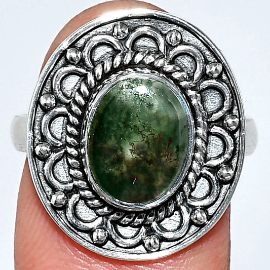 Natural Green Moss Agate - India Ring size-8 R-1256 SDR243110
