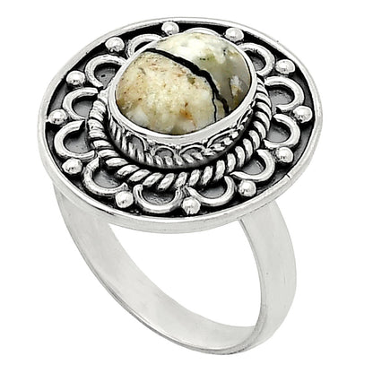 Authentic White Buffalo Turquoise Nevada Ring size-8 R-1256 SDR243115