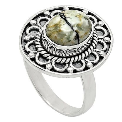 Authentic White Buffalo Turquoise Nevada Ring size-7 R-1256 SDR243116