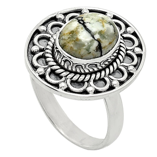 Authentic White Buffalo Turquoise Nevada Ring size-7 R-1256 SDR243116