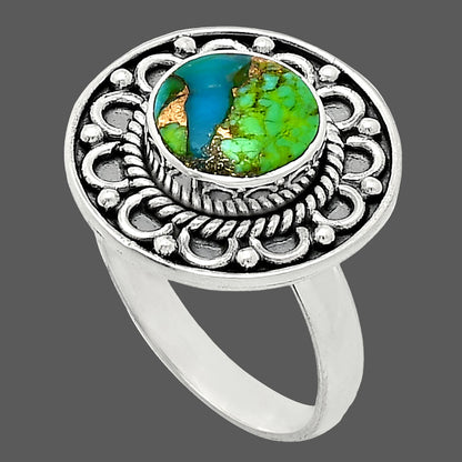 Blue Turquoise In Green Mohave - USA Ring size-8 R-1256 SDR243127