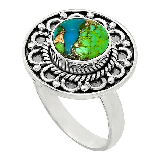 Blue Turquoise In Green Mohave - USA Ring size-8 R-1256 SDR243127