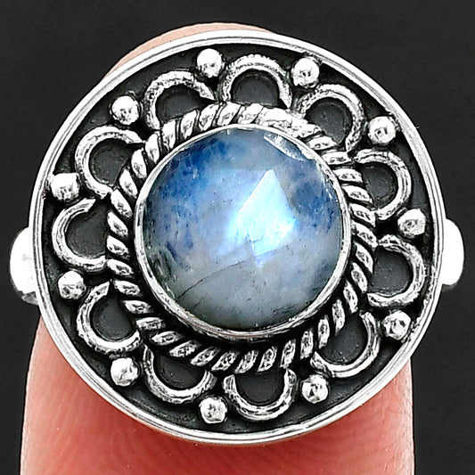 Rainbow Moonstone Checker - India Ring size-8 R-1256 SDR243153