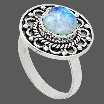 Rainbow Moonstone Checker - India Ring size-8 R-1256 SDR243153