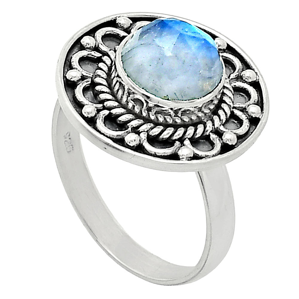 Rainbow Moonstone Checker - India Ring size-8 R-1256 SDR243153