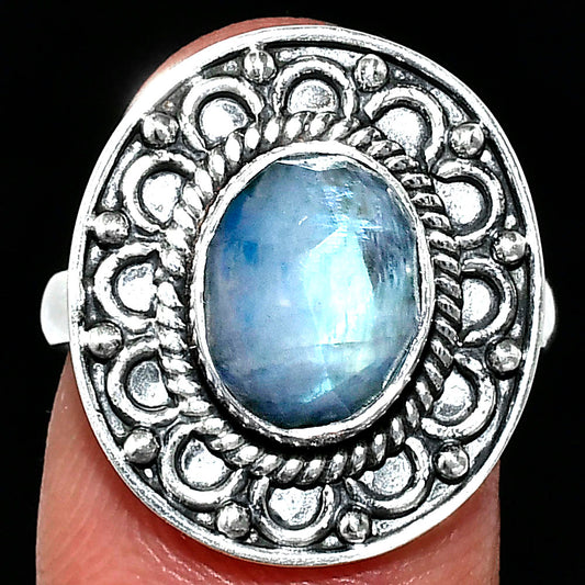 Rainbow Moonstone Checker - India Ring size-7.5 R-1256 SDR243154