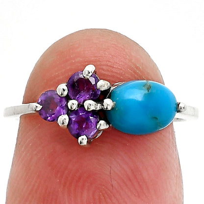 Sleeping Beauty Turquoise & Amethyst Ring size-6 R-1250 SDR243406