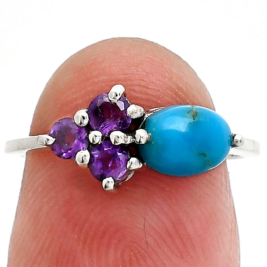 Sleeping Beauty Turquoise & Amethyst Ring size-6 R-1250 SDR243406
