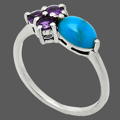 Sleeping Beauty Turquoise & Amethyst Ring size-6 R-1250 SDR243406