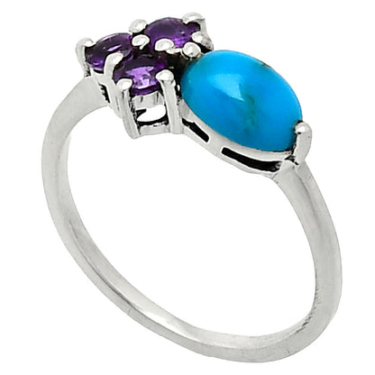 Sleeping Beauty Turquoise & Amethyst Ring size-6 R-1250 SDR243406