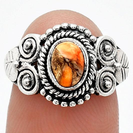 Kingman Orange Dahlia Turquoise Ring size-7 R-1280 SDR243582