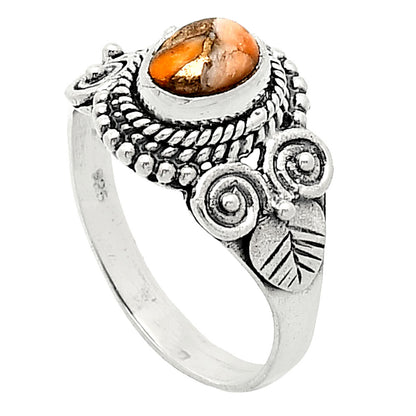 Kingman Orange Dahlia Turquoise Ring size-7 R-1280 SDR243582