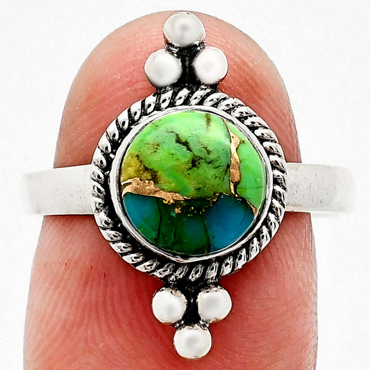 Blue Turquoise In Green Mohave - USA Ring size-8 R-1127 SDR243687