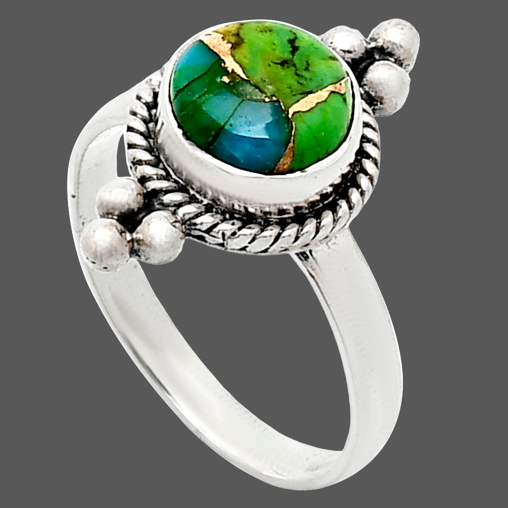 Blue Turquoise In Green Mohave - USA Ring size-8 R-1127 SDR243687