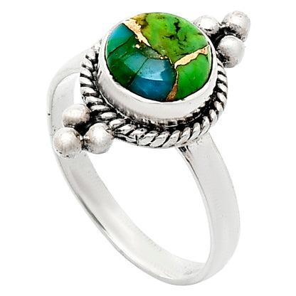 Blue Turquoise In Green Mohave - USA Ring size-8 R-1127 SDR243687