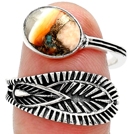Adjustable Spiny Oyster Turquoise Ring size-8.5 R-1116 SDR243780