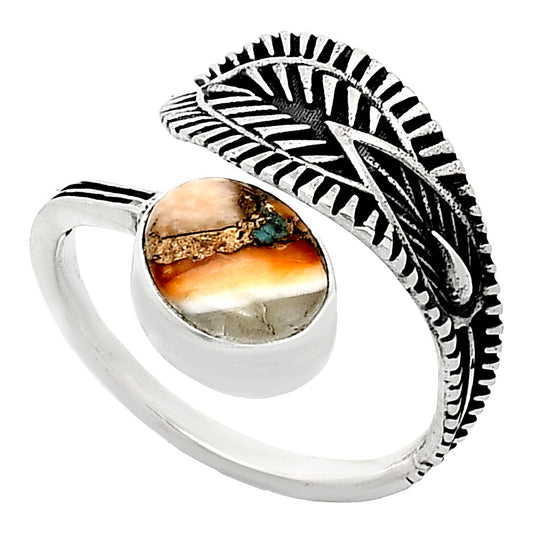 Adjustable Spiny Oyster Turquoise Ring size-8.5 R-1116 SDR243780