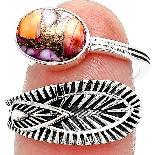 Adjustable Kingman Orange Dahlia Turquoise Ring size-7.5 R-1116 SDR243788