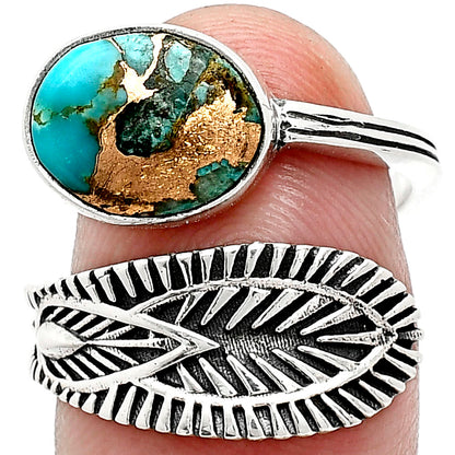 Adjustable - Kingman Copper Teal Turquoise Ring size-7.5 R-1116 SDR243795