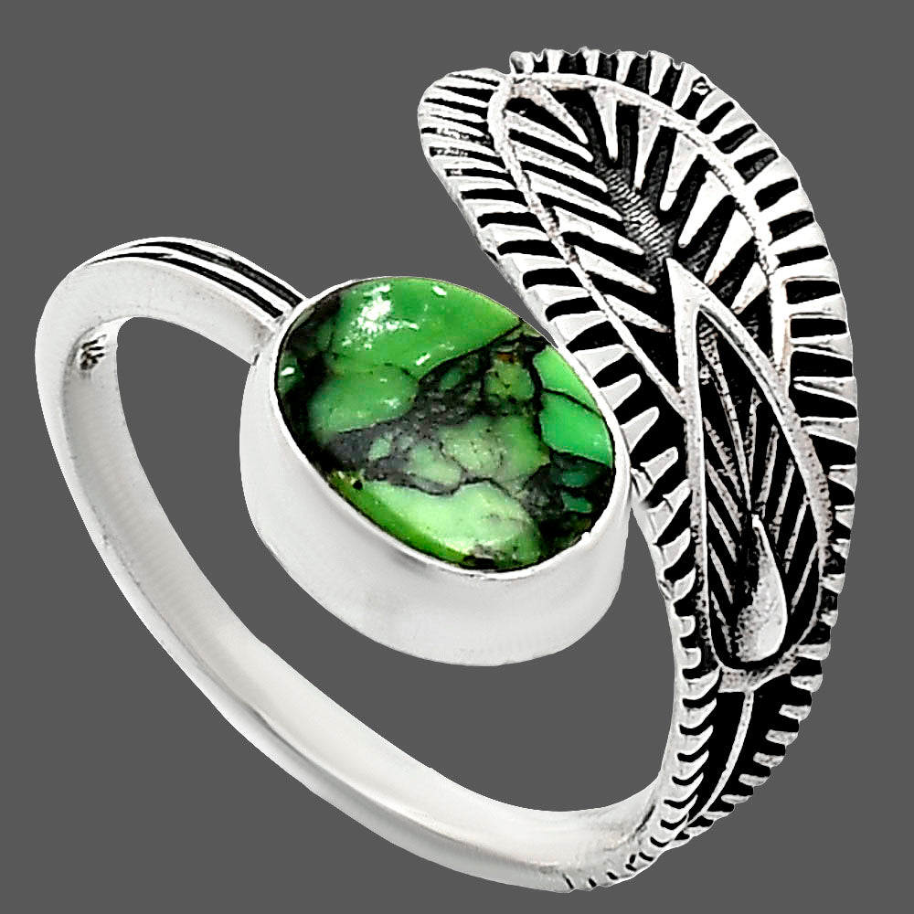 Adjustable - Green Matrix Turquoise Ring size-8 R-1116 SDR243800