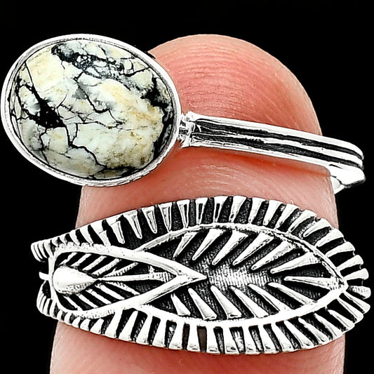 Adjustable Authentic White Buffalo Turquoise Nevada Ring size-7.5 R-1116 SDR243813