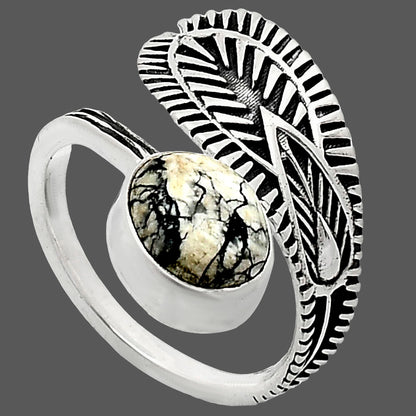 Adjustable Authentic White Buffalo Turquoise Nevada Ring size-7.5 R-1116 SDR243813