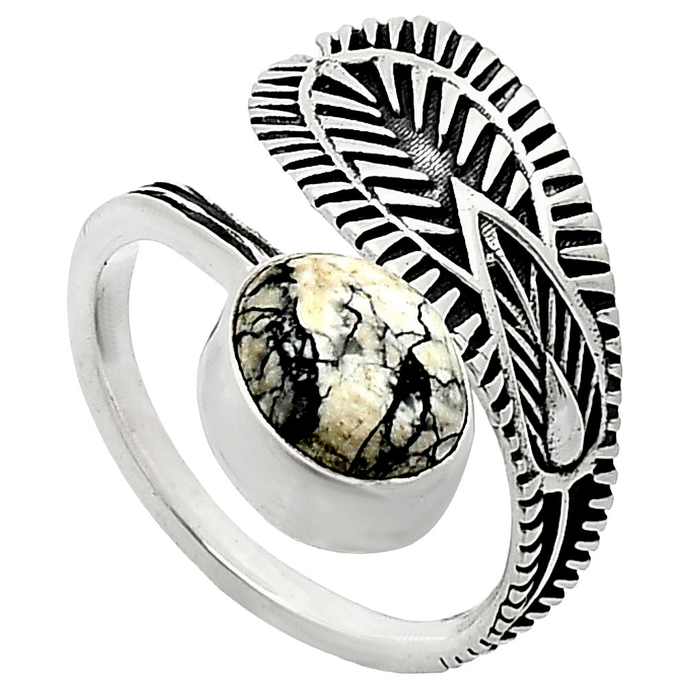 Adjustable Authentic White Buffalo Turquoise Nevada Ring size-7.5 R-1116 SDR243813