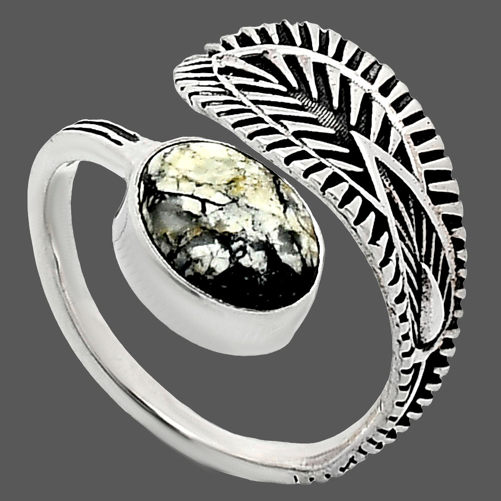 Adjustable Authentic White Buffalo Turquoise Nevada Ring size-7.5 R-1116 SDR243814