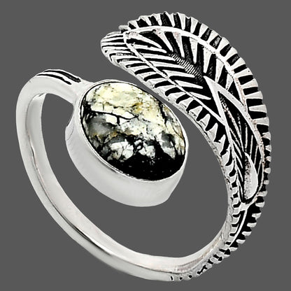 Adjustable Authentic White Buffalo Turquoise Nevada Ring size-7.5 R-1116 SDR243814