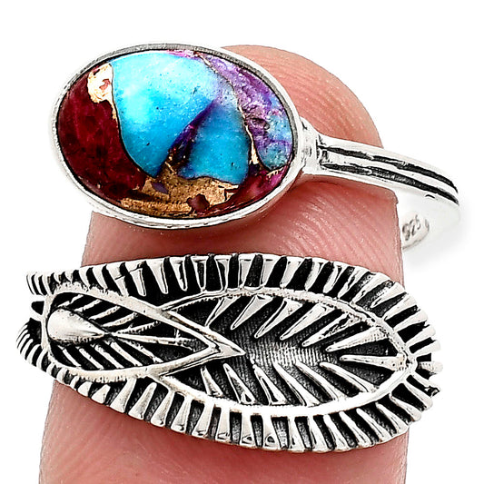 Adjustable - Kingman Pink Dahlia Turquoise Ring size-7.5 R-1116 SDR243842