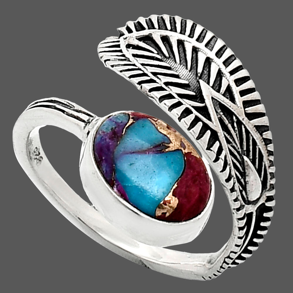 Adjustable - Kingman Pink Dahlia Turquoise Ring size-7.5 R-1116 SDR243842