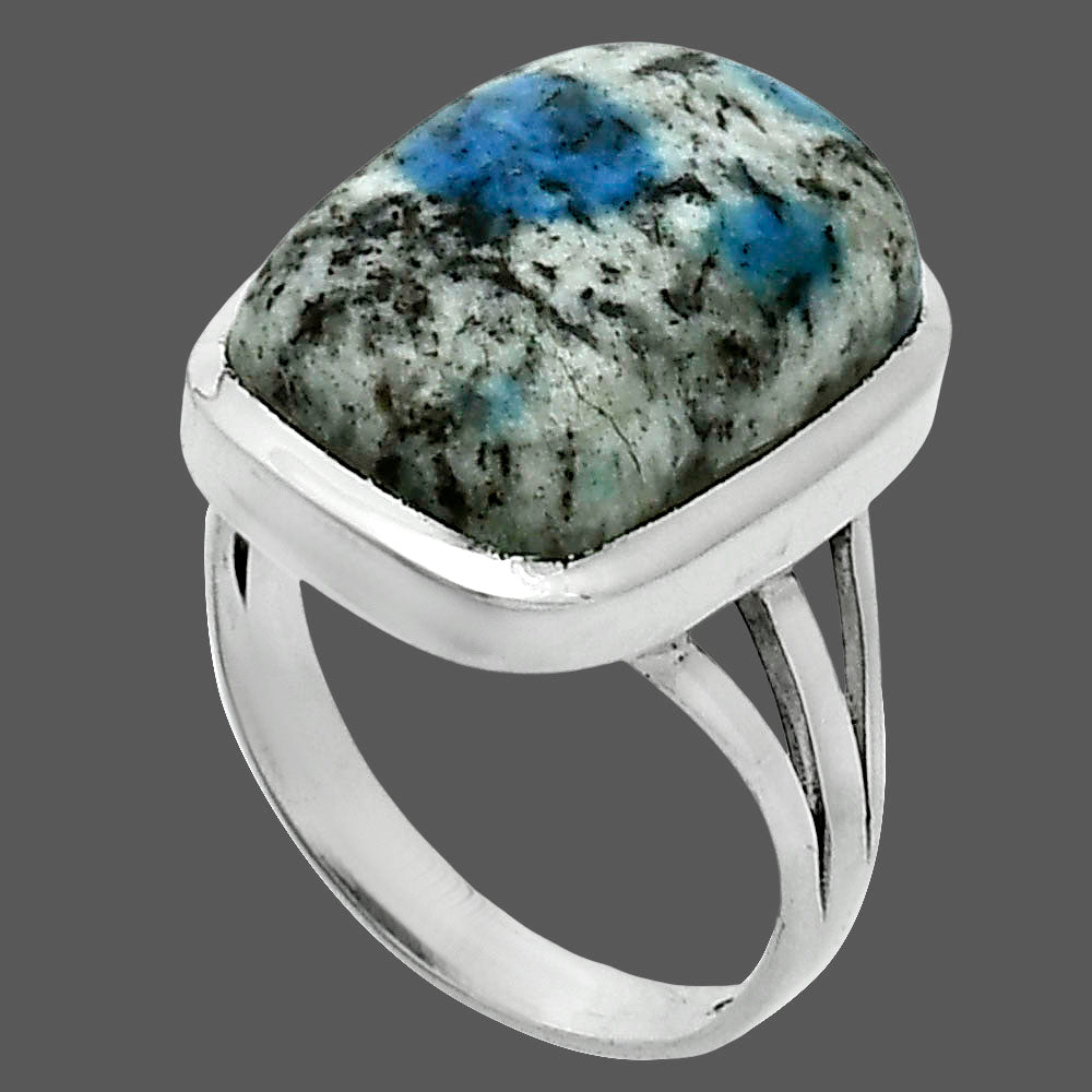 Natural K2 Blue - Azurite In Quartz Ring size-7 R-1006 SDR244058