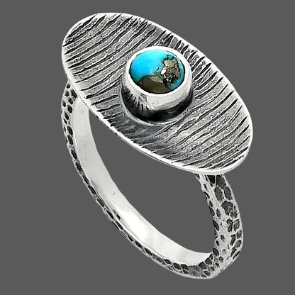 Kingman Turquoise With Pyrite Ring size-8 R-1573 SDR244194
