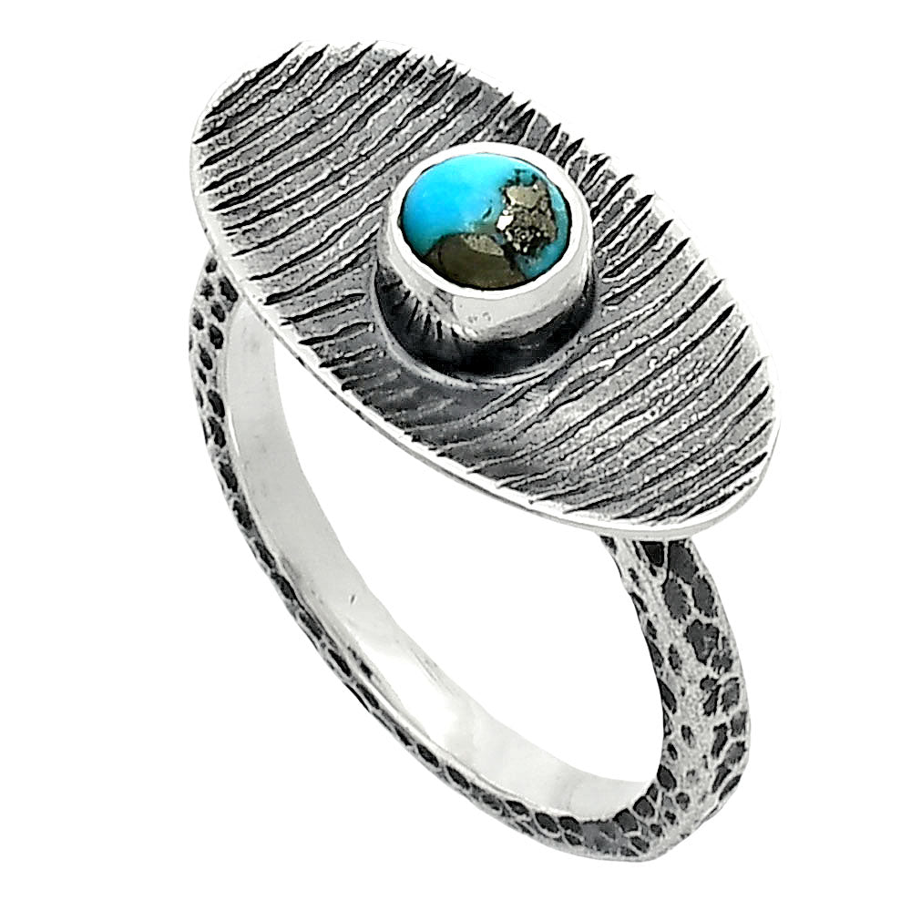 Kingman Turquoise With Pyrite Ring size-8 R-1573 SDR244194