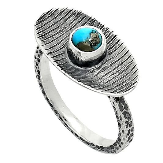 Kingman Turquoise With Pyrite Ring size-8 R-1573 SDR244194