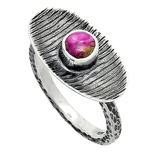 Kingman Pink Dahlia Turquoise Ring size-7 R-1573 SDR244199