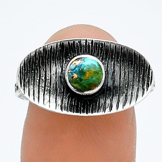 Kingman Copper Teal Turquoise Ring size-7 R-1573 SDR244203
