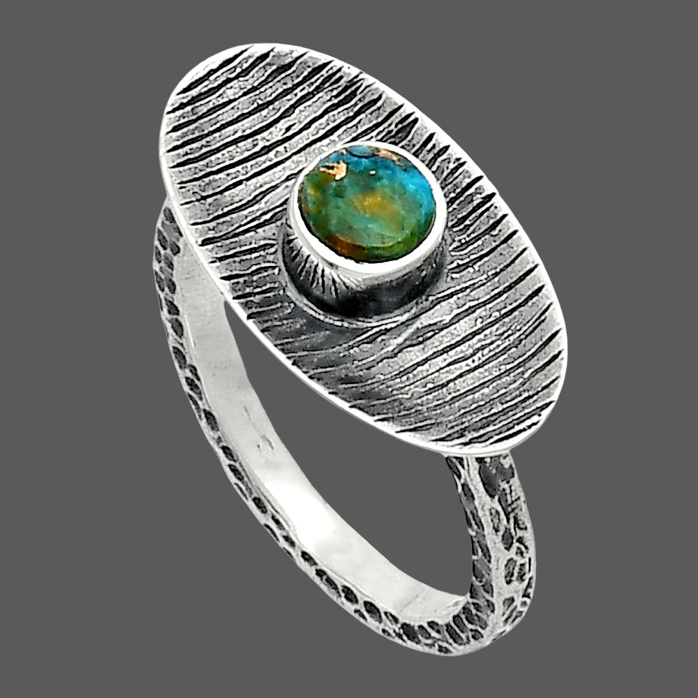 Kingman Copper Teal Turquoise Ring size-7 R-1573 SDR244203