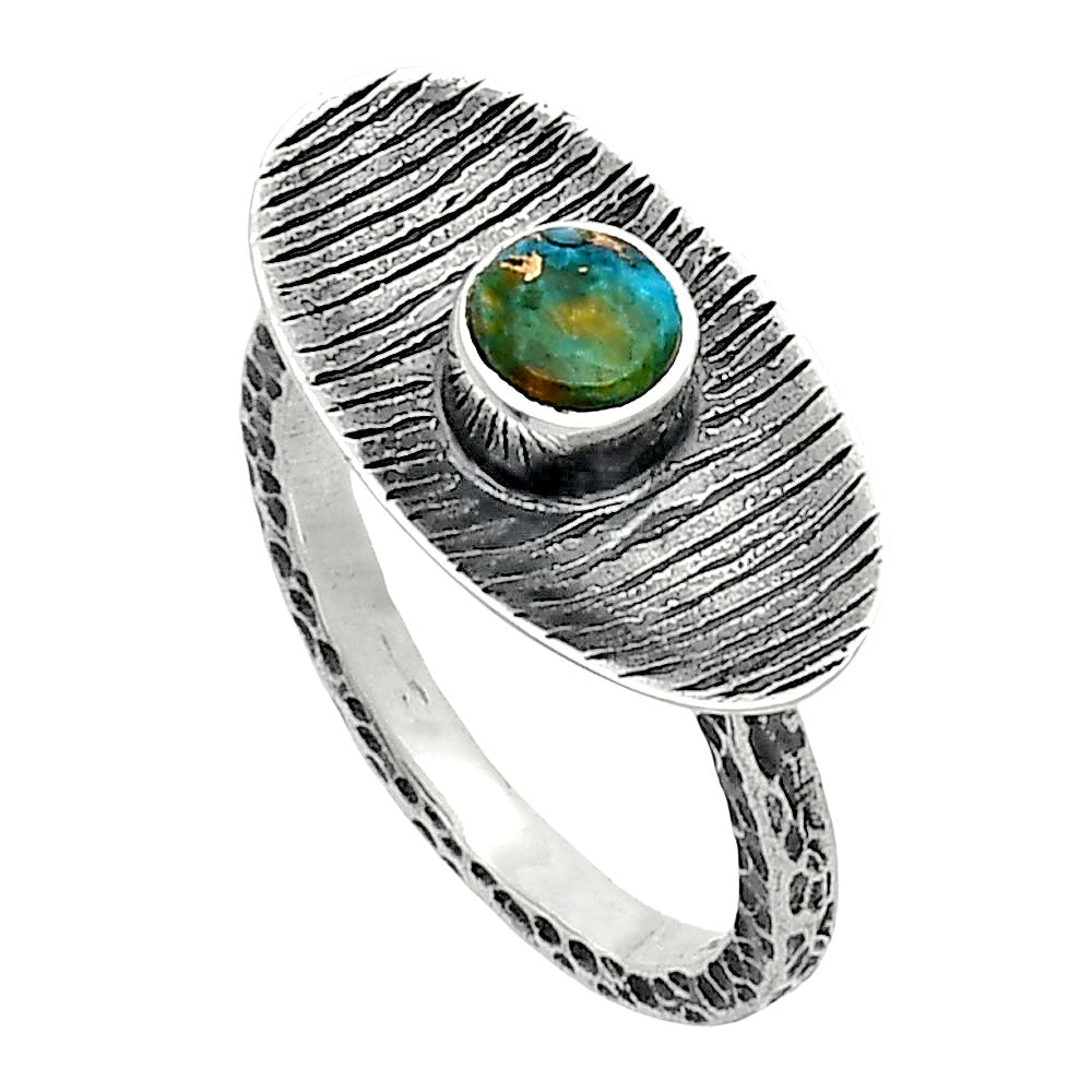 Kingman Copper Teal Turquoise Ring size-7 R-1573 SDR244203