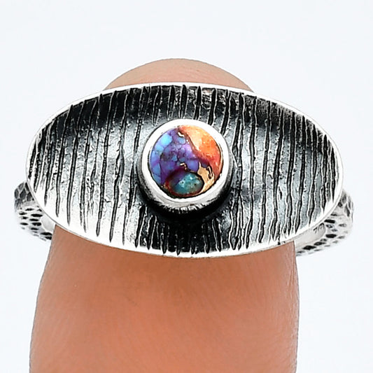 Kingman Orange Dahlia Turquoise Ring size-8.5 R-1573 SDR244214