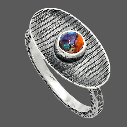 Kingman Orange Dahlia Turquoise Ring size-8.5 R-1573 SDR244214