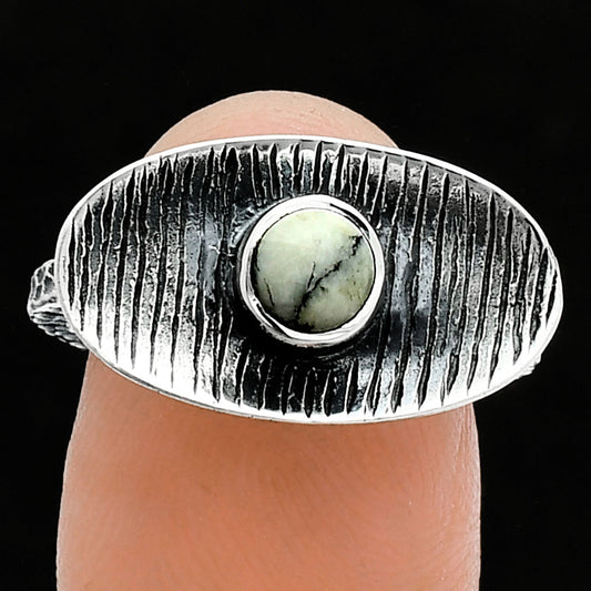 Authentic White Buffalo Turquoise Nevada Ring size-7 R-1573 SDR244228