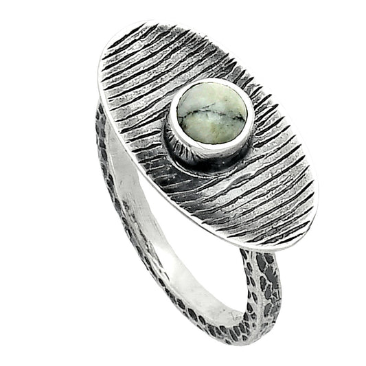 Authentic White Buffalo Turquoise Nevada Ring size-7 R-1573 SDR244228