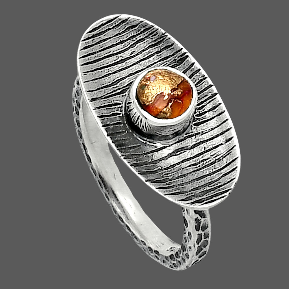 Kingman Orange Dahlia Turquoise Ring size-6 R-1573 SDR244240